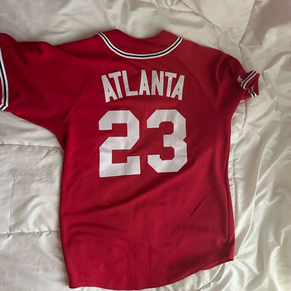 NEW Majestic Atlanta Braves Custom Jersey RED Men's MEDIUM  (BACK) ➡️ATLANTA 23